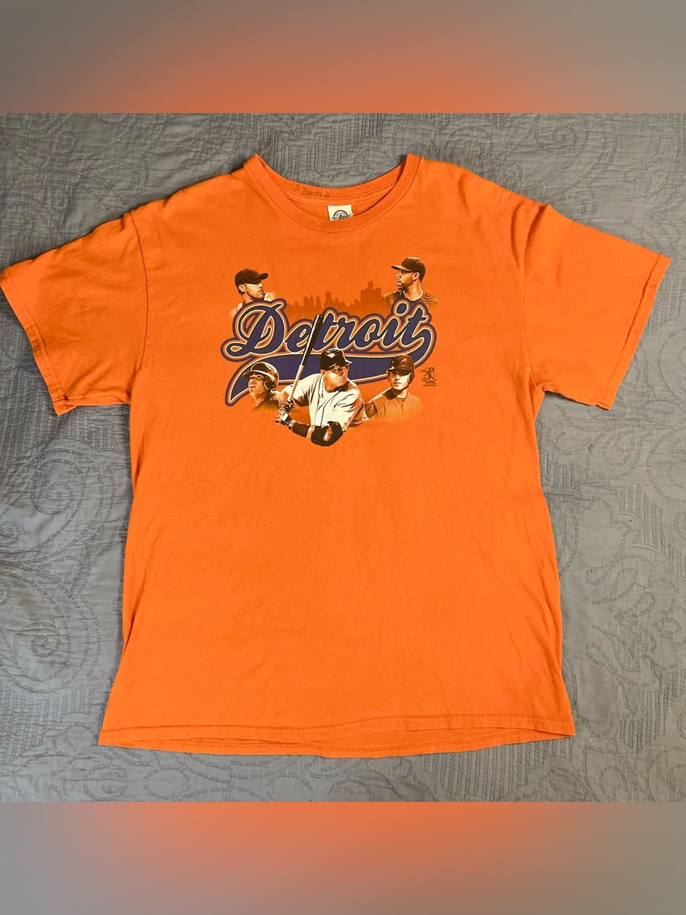 2015 Detroit Tigers Baseball Mens Large Shirt MLB Orange MIGGY VERLANDER